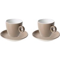 Maastricht Porselein Koffiekop en schotel Bart Colour Cafe 17 cl 13.5 cm Bruin Porselein 2 stuks