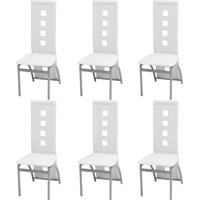 Eetkamerstoelen 6 st kunstleer wit