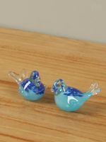 Glazen vogeltjes blauw, 2 stuks - thumbnail