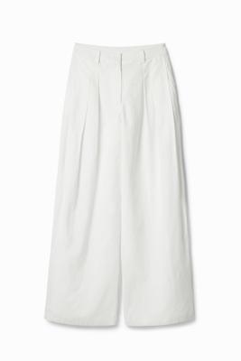 Wide leg broek met plooien - WHITE - L