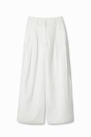 Wide leg broek met plooien - WHITE - L