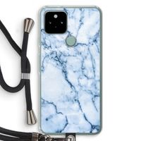 Blauw marmer: Pixel 5 Transparant Hoesje met koord