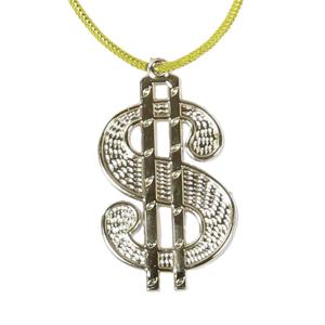 Carnaval/verkleed accessoires Pooier/pimp/gangster sieraden - dollar ketting - goud - kunststof