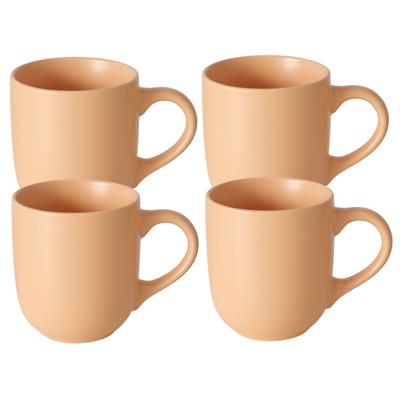 Koffiemokken Paris - 4x stuks - Keramiek - pastel oranje - 300 ml - 8 x 10 cm