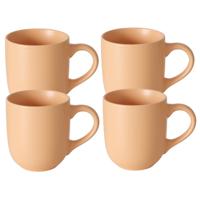 Koffiemokken Paris - 4x stuks - Keramiek - pastel oranje - 300 ml - 8 x 10 cm
