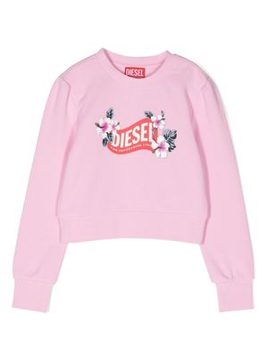 Diesel Kids sweat en coton à logo imprimé - Rose
