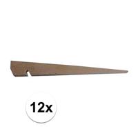 Grote houten tentharingen - 12x stuks - 40 cm - bruin - outdoor/camping