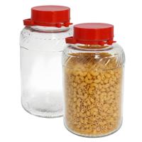 Gerimport Voedsel opslag container - 2x - kunststof - 10 liter - afsluitdop en hengsel - transparant