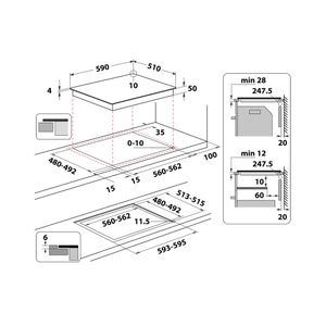 Whirlpool WB S2560 NE Zwart Ingebouwd 59 cm Inductiekookplaat zones 4 zone(s)