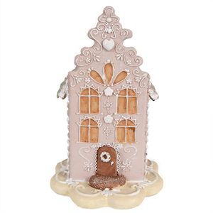 Clayre & Eef Decoratie Beeld Huis 20 cm Roze Polyresin Roze