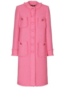 Dolce & Gabbana manteau en tweed à simple boutonnage - Rose