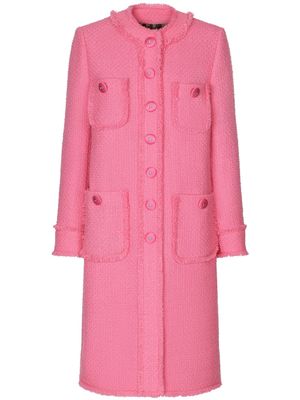 Dolce & Gabbana manteau en tweed à simple boutonnage - Rose