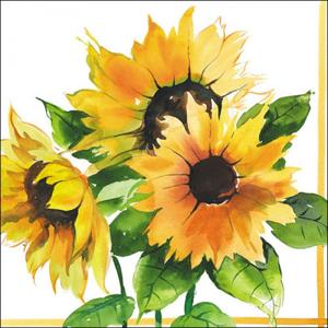 Servetten zonnebloemen thema - 20x - 33 x 33 cm - 3-laags papier - feestservetten bloemen