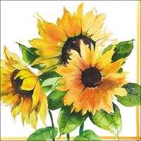 Servetten zonnebloemen thema - 20x - 33 x 33 cm - 3-laags papier - feestservetten bloemen