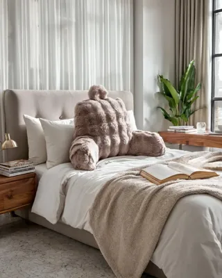 Primaviera Deluxe Bedrest Pompom Taupe 34 x 50 cm