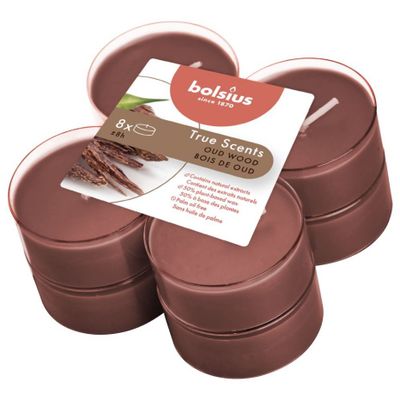 Bolsius maxilicht true scents oud wood 8 stuks