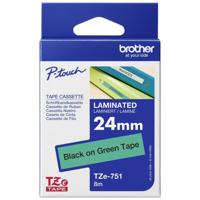 Labeltape Brother TZe, TZ TZe-751 PET Tapekleur: Groen Tekstkleur:Zwart 24 mm 8 m