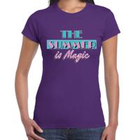 Toppers verkleed T-shirt dames - The summer is Magic - paars - Miami Vice - Tropische feestkleding