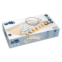 Small Foot barricade en halma houten bordspel 2in1