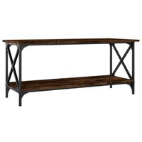 vidaXL Salontafel 100x45x45 cm bewerkt hout en ijzer gerookt eiken - thumbnail