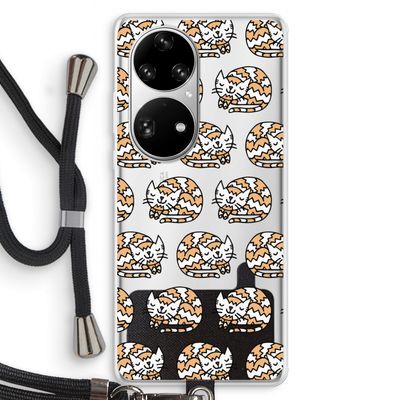 Slapende poes: Huawei P50 Pro Transparant Hoesje met koord
