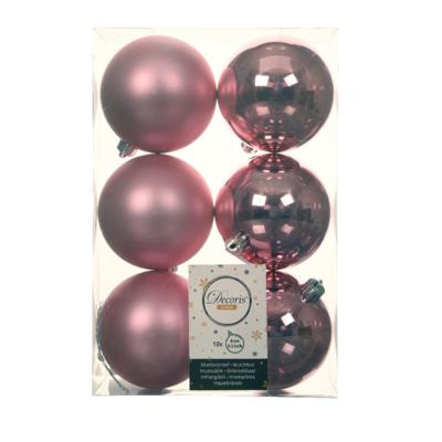 Decoris Kerstballen - 18x st - lippenstift roze - D8 cm - kunststof - kerstversiering Decoris Kerstballen - 18x st - lippenstift roze - D8 cm - kunststof - kerstversiering