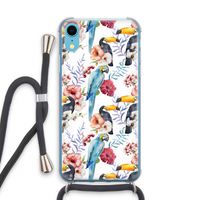Bloemen tukan: iPhone XR Transparant Hoesje met koord