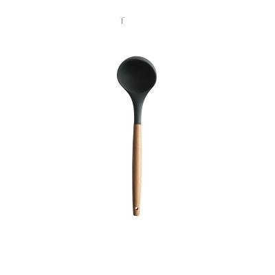 Siliconen houten handvat spatel hittebestendige soeplepel non-stick speciale koken schop keuken gereedschap grote soeplepel