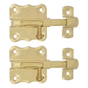 AMIG schuifslot/plaatgrendel - 4x - staal - 5 x 4.8 cm - messing afwerking - goud - deur - poort