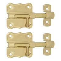 AMIG schuifslot/plaatgrendel - 4x - staal - 5 x 4.8 cm - messing afwerking - goud - deur - poort