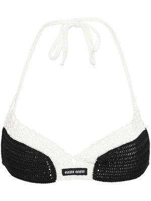 Miu Miu brassière en crochet à bonnets triangulaires - Noir