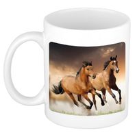 Dieren foto mok bruin paard - paarden beker wit 300 ml - thumbnail