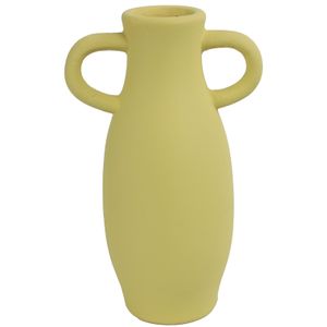 Decoratie Amphora kruik of vaas - geel terracotta - D12 x H20 cm - smalle opening   -