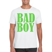 Foute party t-shirt voor heren - Bad Boy - wit - glitter - carnaval/themafeest