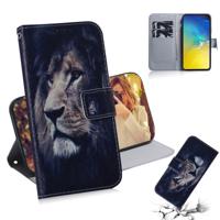 Leeuw patroon gekleurde tekening horizontale Flip lederen case voor Galaxy S10 E met houder & card slots & portemonnee
