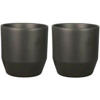 Set van 2x plantenpot/bloempot keramiek mat antraciet - D12/H11 cm