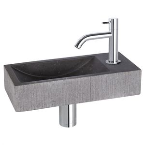 Differnz Differnz Ribble fonteinset bombai black - natuursteen - kraan gebogen chroom