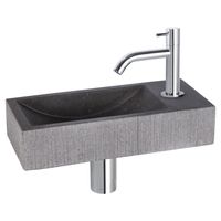 Differnz Differnz Ribble fonteinset bombai black - natuursteen - kraan gebogen chroom