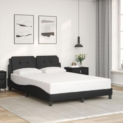 Bedframe met hoofdeind kunstleer zwart 140x190 cm
