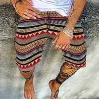 Voor heren Korte broek Zomer korte broeken Strandshorts Elastische taille Afdrukken Grafische prints Voor buiten Knielengte Dagelijks Strand Hawaii Chino Zwart Geel Micro-elastisch Lightinthebox - thumbnail