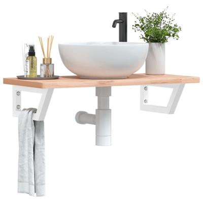 Badkamer wandschap staal en massief beukenhout