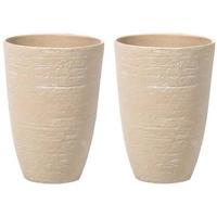 Beliani - CAMIA - Bloempot set van 2 - Beige - 35 cm - Stenenmix