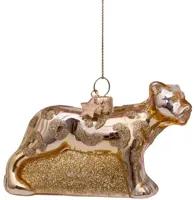 Vondels glazen kerstbal panter 9cm goud