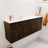 Toiletmeubel Mondiaz Joya | 111.6 cm | Meubelkleur Walnut | Faye wastafel Talc Links | 1 kraangat Toiletmeubel Mondiaz Joya | 111.6 cm | Meubelkleur Walnut | Faye wastafel Talc Links | 1 kraangat