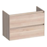 Brauer Inspire - Onderkast Ondiep - 80 cm - met 2 Softclose Lades Greeploos en 1 Sifon Uitsparing - Lamellen Eiken Wit