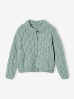 Meisjesvest van gevlochten tricot groengrijs