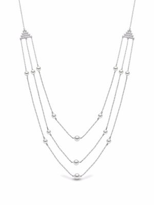 Yoko London collier Sleek en or blanc 18ct orné de perles d'eau douce et de diamants - Argent
