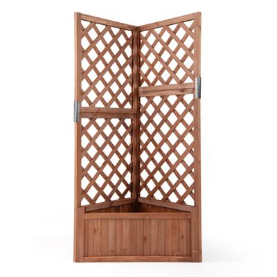 Verhoogde Tuinbak met Latwerk Verhoogde Houten Plantenbak voor Klimplanten