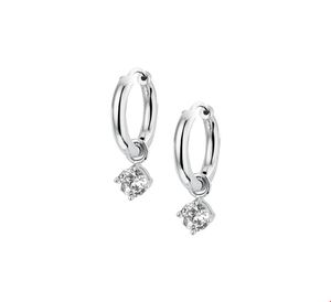 Klapoorringen witgoud-zirconia wit 2,5 x 15 mm