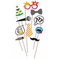 Foto props voor een verjaardag - setje van 10x stuks - selfies maken - Photo boot accessoires Foto props voor een verjaardag - setje van 10x stuks - selfies maken - Photo boot accessoires